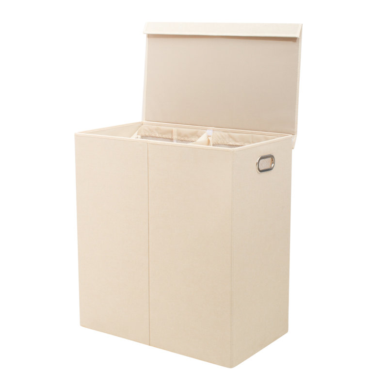 Mesh Laundry Hamper with Handles, Beige