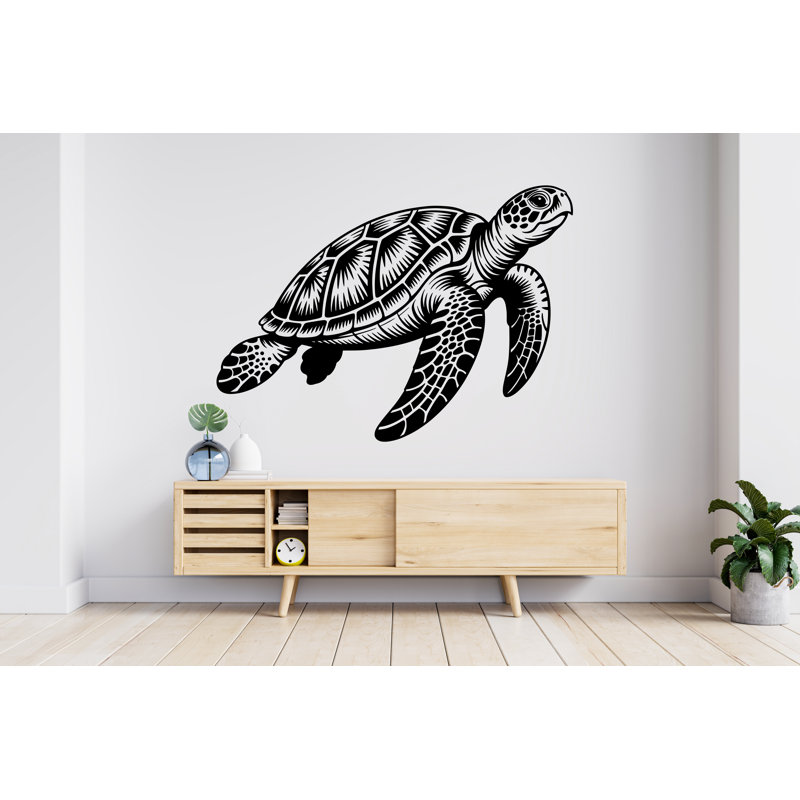 Décalcomanie murale tortue de mer, tortue murale Art moderne, autocollants muraux, décoration de salle de bain tortue, tortue chambre mur Turtle Home Decor 792RS