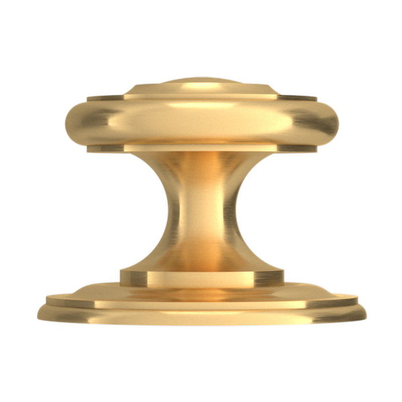 Round Satin Brass Cabinet Knob Backplate