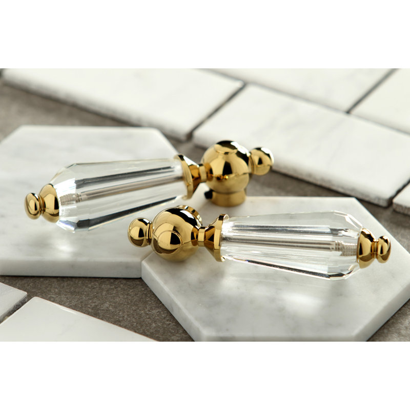 Kingston Brass Wilshire Double-Handle Widespread Kitchen Faucet, Polished Brass, Without Spray