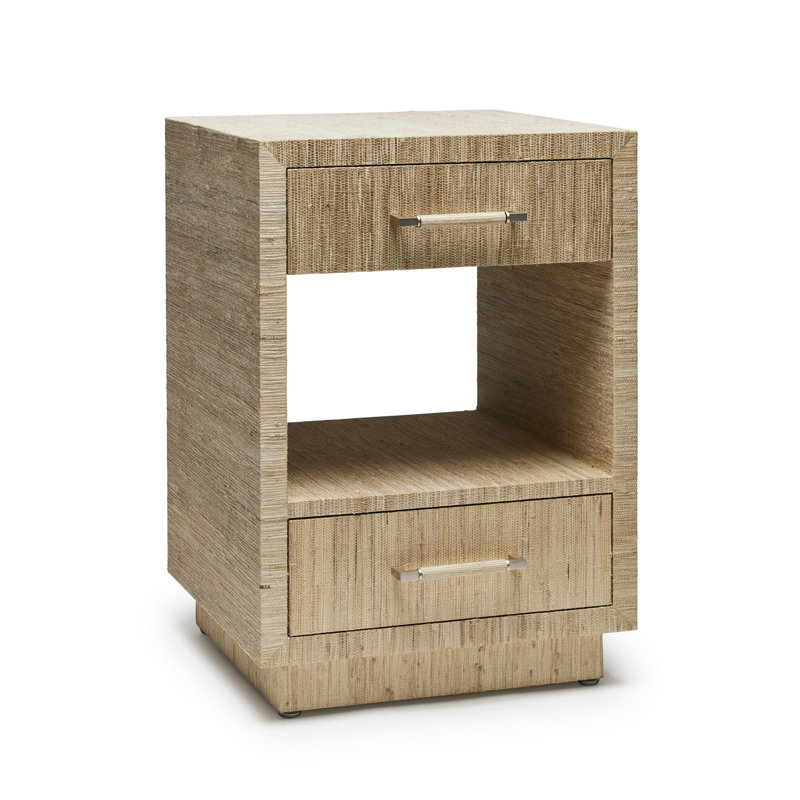 Taylor 2 - Drawer Nightstand, Natural White/Champagne Silver, 26" H x 18" W x 18" D