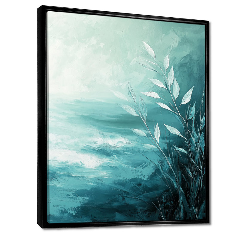 «Sea Breeze Leaves Foliage - Fougères», art mural, Noir, Framed Print without Mat, H 20 po x l 12 po