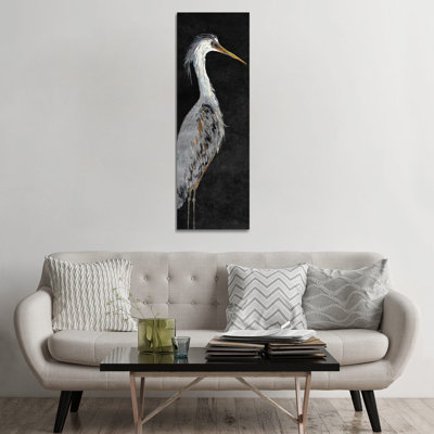 Héron sur fond noir II - Giclée sur toile tendue avec châssis
