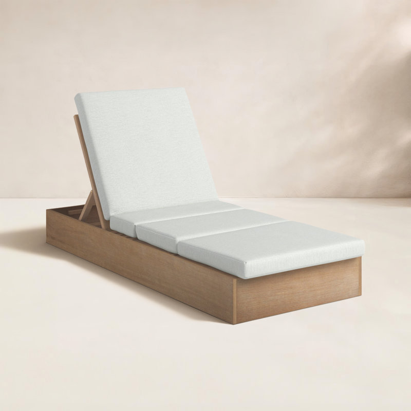 Fatima Wood Chaise Lounge Chair, White