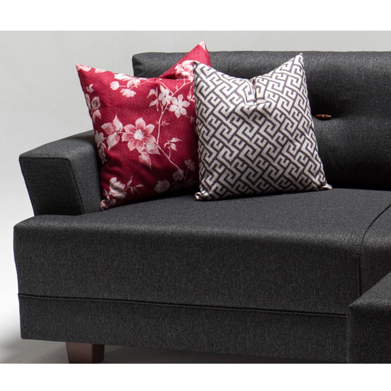 Canapé et méridienne de 81,9 po de large Grygorii, 100 % polyester gris