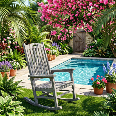 Chaise berçante surdimensionnée en bois de sapin massif l 35,6 po x P 27 po x H 45,2 po Burlington