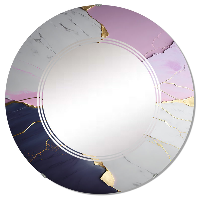 Miroir mural en marbre abstrait Priode, 32 po x 32 po