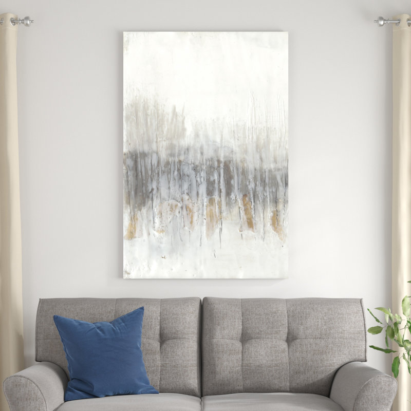 «Neutral Wave I», peinture sur toile, H 48 po x l 32 po, Toile tendue