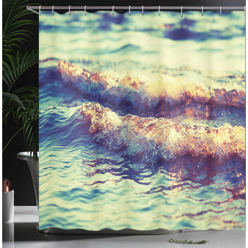 Ensemble de rideau de douche wave + crochets, H 75 po x l 69 po