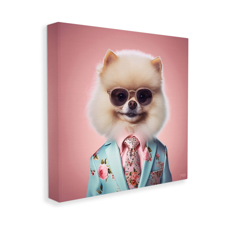 «Dog in Chic suit» par RB, H 17 po x l 17 po
