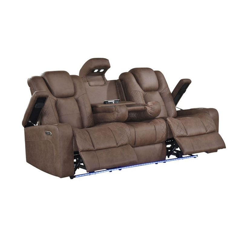 Ensemble de 3 fauteuils inclinables électriques Ashley Brown, Brun