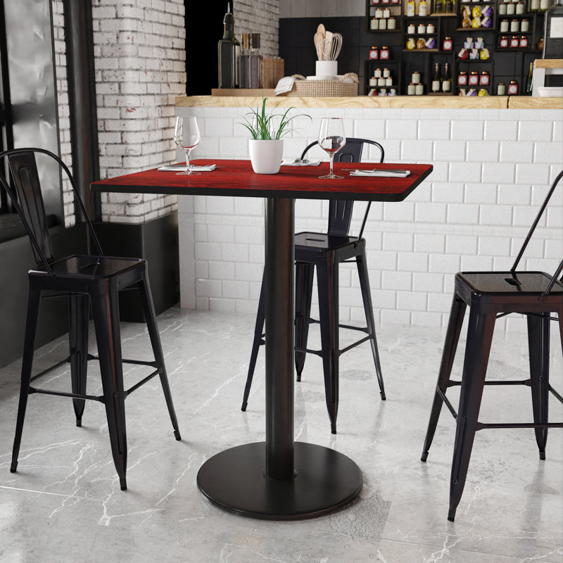 Plateau de table stratifié carré Jack avec base à hauteur de table, H 43,12 po x l 36 po x P 36 po, Noyer