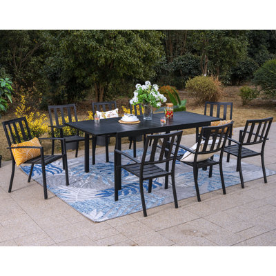 Alyah 8 - Person Patio Dining Set with Extendable Rectangular Table