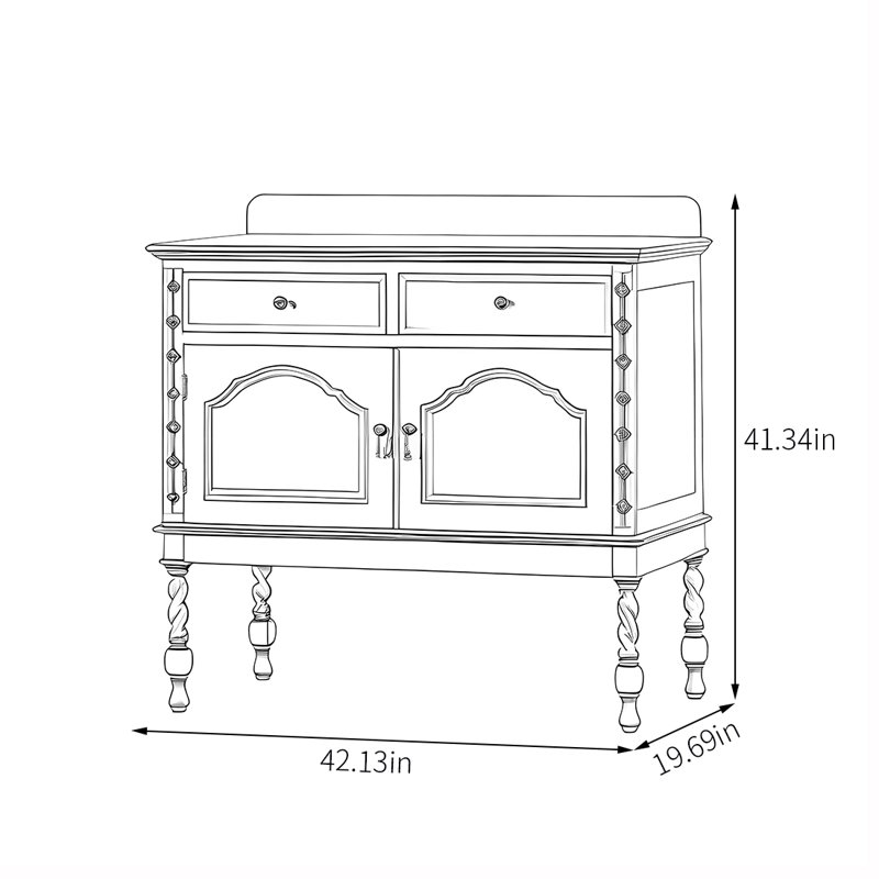 Armoire d'appoint de style français rétro de couleur unie