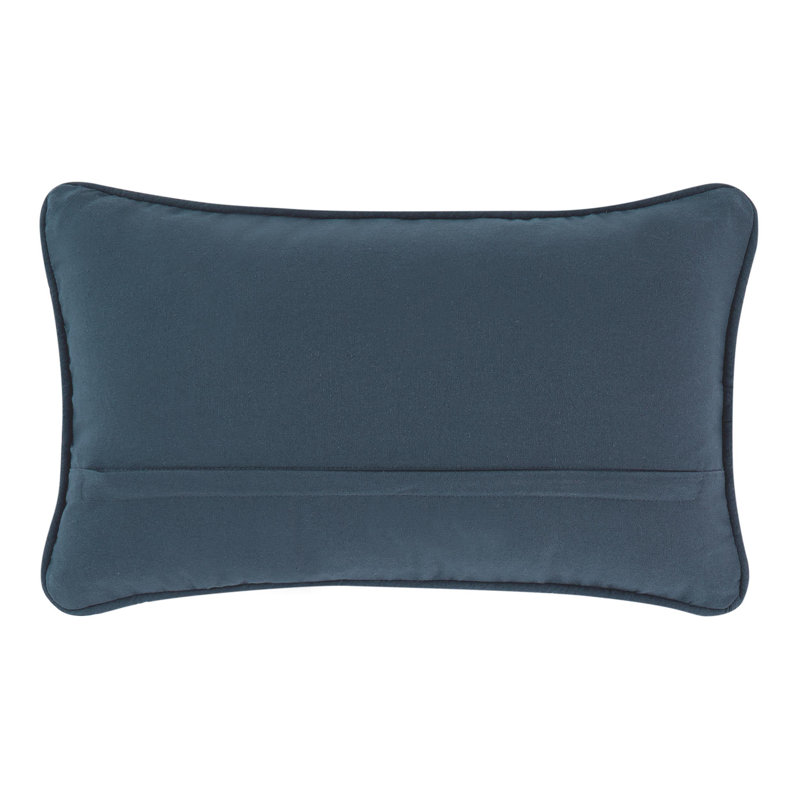 Indigo and Natural Jute Woven Rectangular Throw Pillow