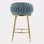 Ensemble de 2 tabourets de bar à hauteur de comptoir, tabouret de bar en velours pour îlot de cuisine avec dossier ondulé à la main, base chromée dorée et repose-pieds-117863224