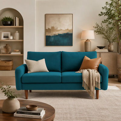 Kent European Modern Loveseat, Sleek Velvet Fabric 5-Seater Couch with Tapered Legs for Living Space