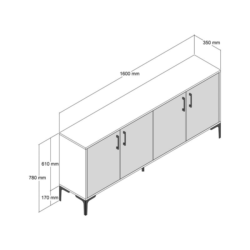 Trevion 160cm Sideboard, Walnut/Anthracite