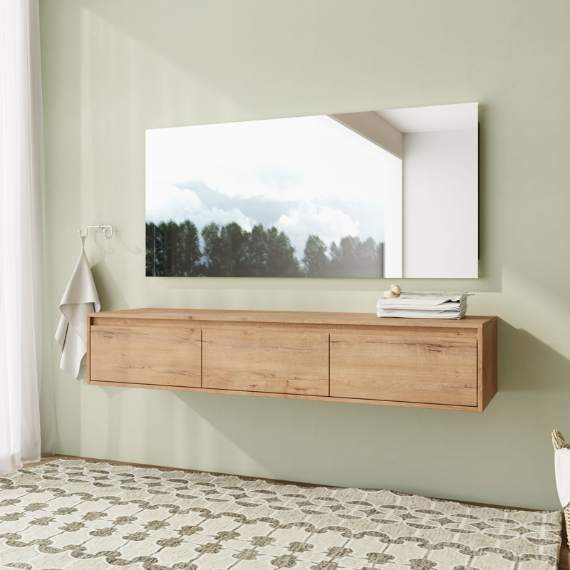 60'' Wall-Mounted Floating Bathroom Storage with Soft-Close Drawer