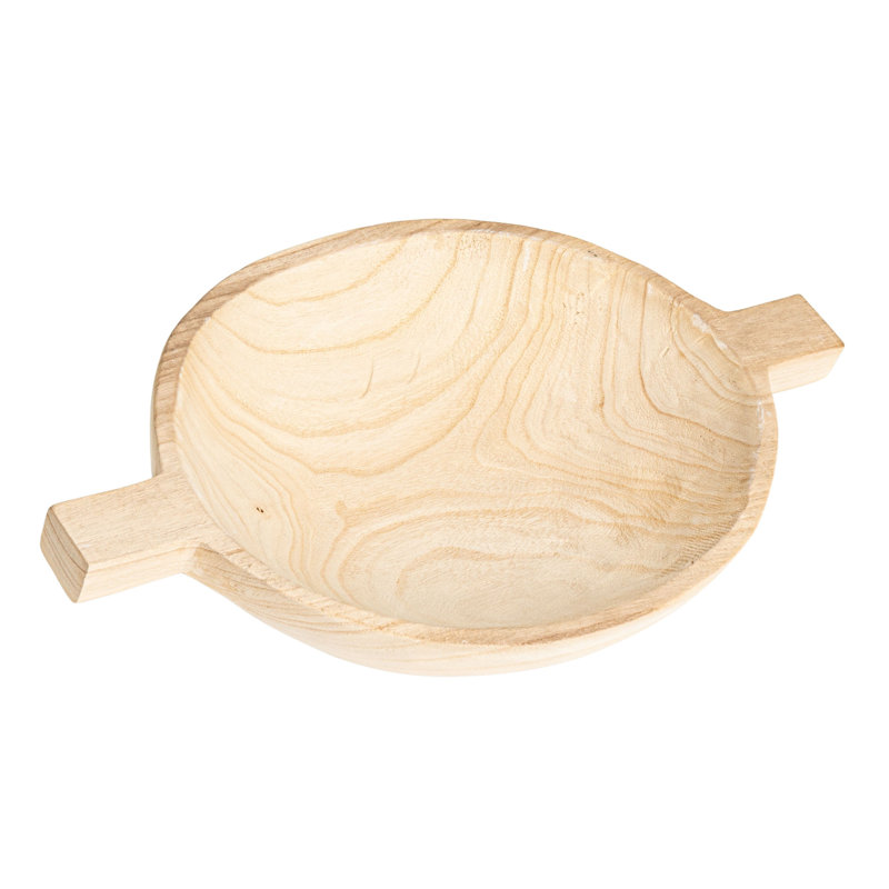 Plateau rond rond en bois de paulownia, Naturel