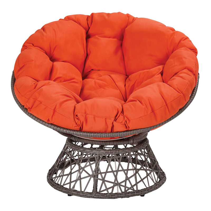 Leianna Upholstered Swivel Accent Chair, Gray, Orange Polyester Blend