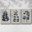 Ensemble de 3 pièces encadrées sur toile, fleurs pressées bleu marine-97709490-97709489