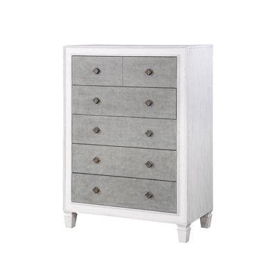 Commode Katia gris rustique et blanc vieilli