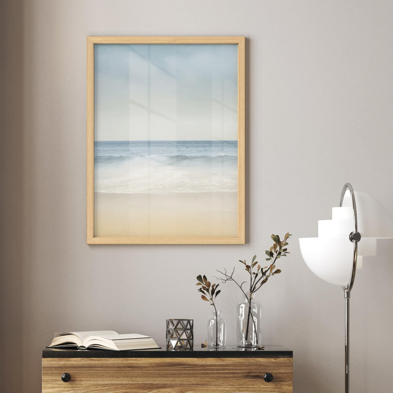 Reproduction d'une plage tranquille, vagues douces, Illustration de la nature, petite œuvre d'art, H 10 po x l 8 po, Naturel