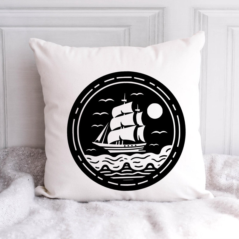 Nautical Sea Life_461 - Coussin décoratif avec coussin décoratif, H 14 po x l 14 po