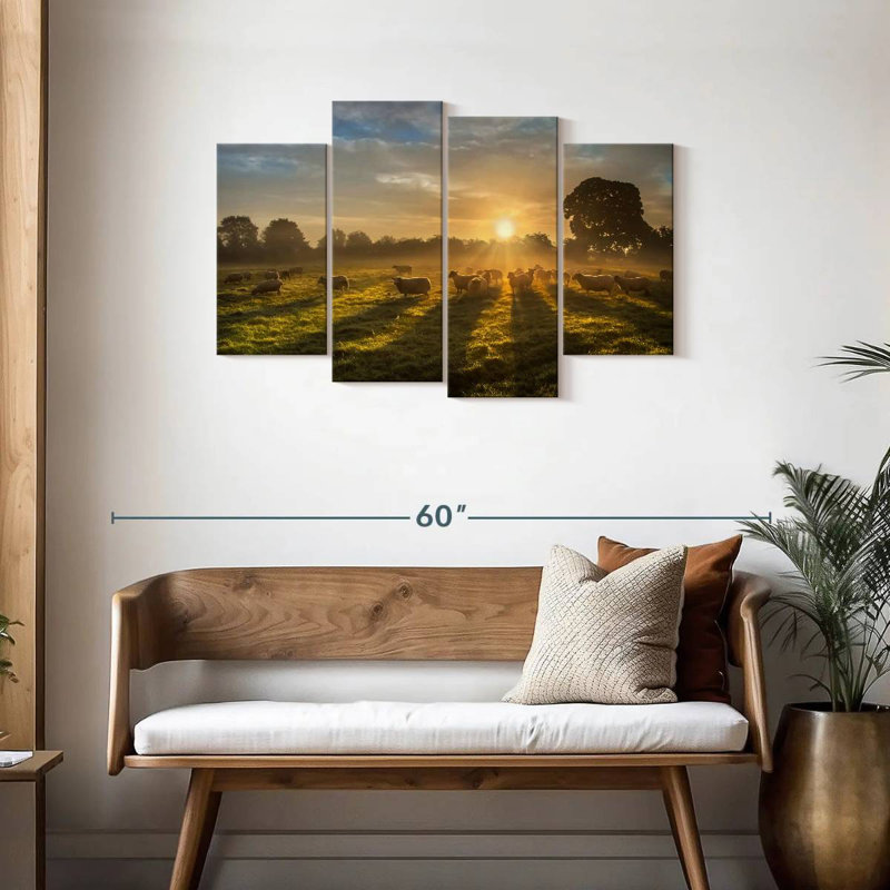 Alvord volée de moutons au lever du soleil, H 27 po x l 43 po