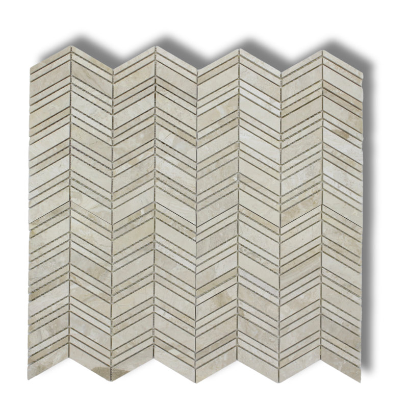 Random Sized Natural Stone Herringbone / Chevron Mosaic Wall & Floor Tile, Diana Royal Chevron