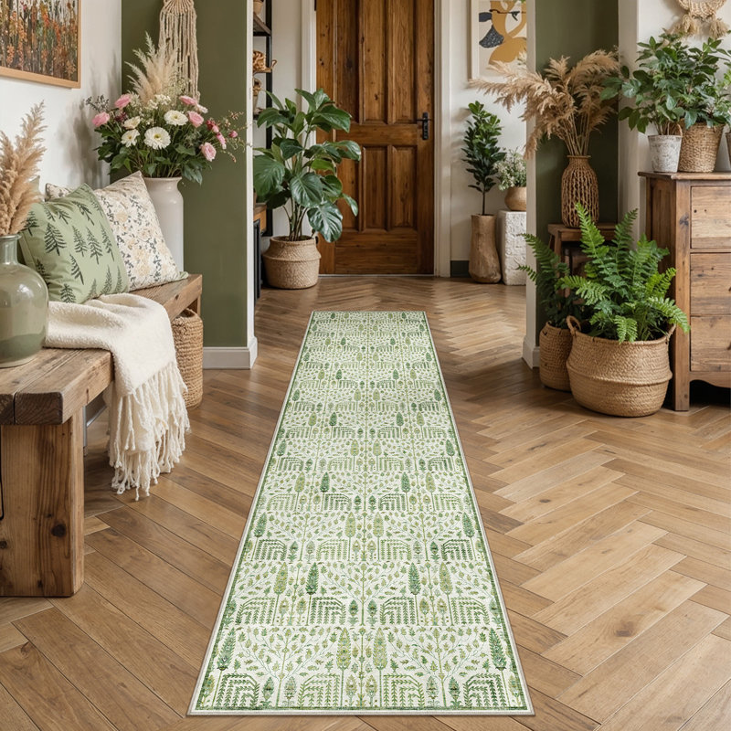  Cherry Machine Washable Oriental Area Rug with Non-Slip Backing, Runner 2' x 8'
