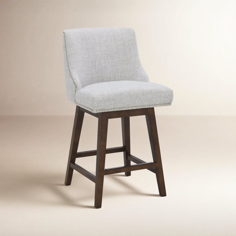 Tabouret de comptoir pivotant rembourré Orbay, Gris chiné