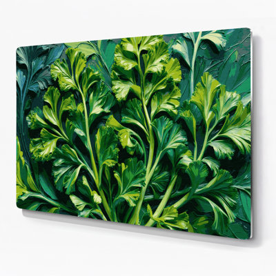 Art mural botanique vert persil en métal