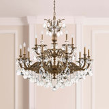 Milano 15 Light 38.5in x 38in Two-Tier Chandelier in French Gold with Clear Heritage Handcut Crystals