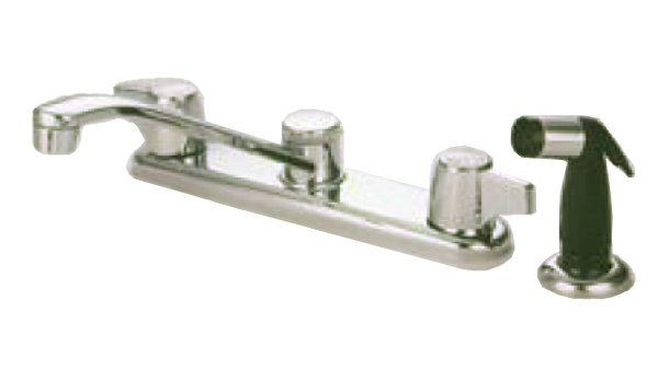 Franklin Canopy Double Handle Kitchen Faucet, Chrome, With Spray