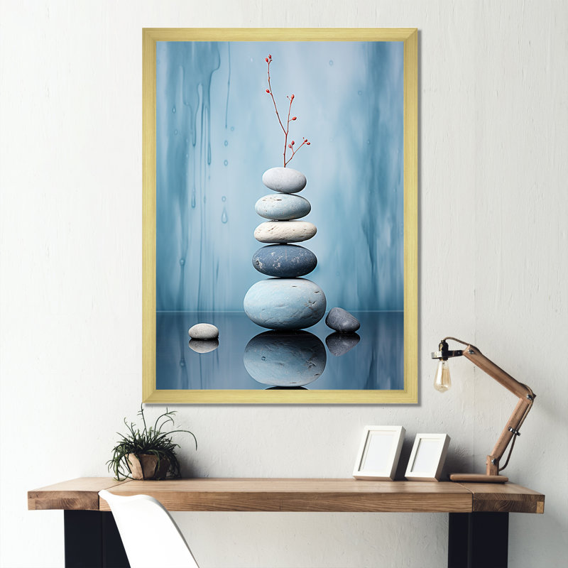 Pierre bleue sérénité minimalisme II, Cadre flottant noir, H 44 po x l 34 po x P 1,5 po