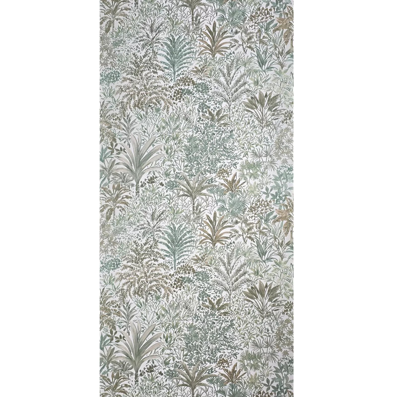 Rouleaux de papier peint embossé botanique vert brun clair texturé à branches florales