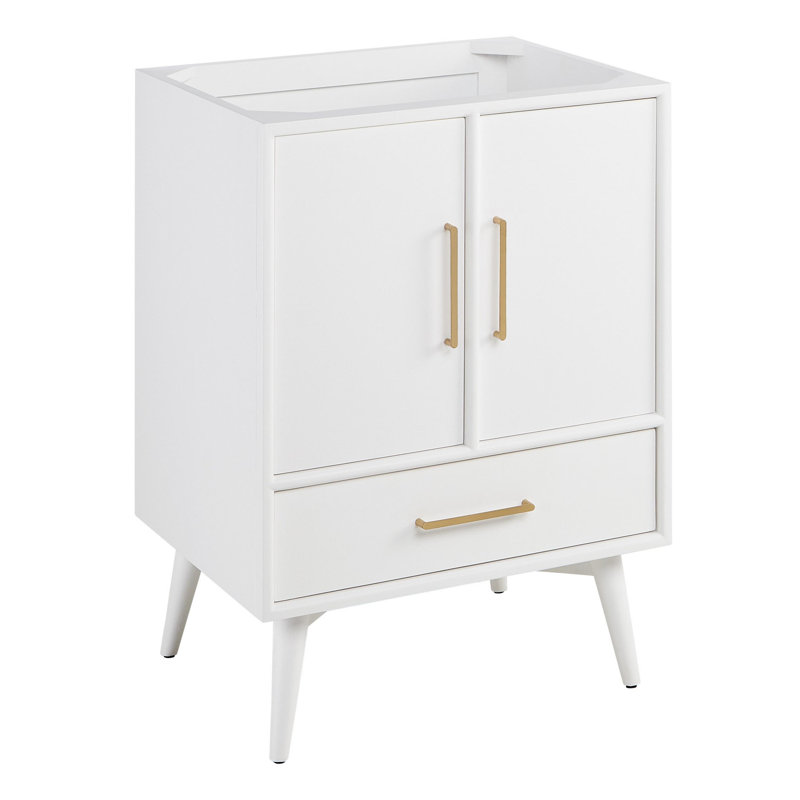 24" Novak Single Bathroom Vanity Set with Oval Undermount Sink, 8" Widespread, Carrara Marble, White/ 25" W