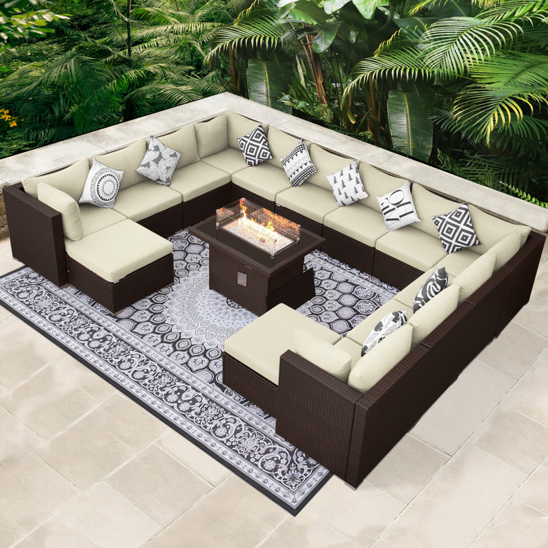 Pashion 12 - Person Modular Patio Conversation Set with Cushions, Beige