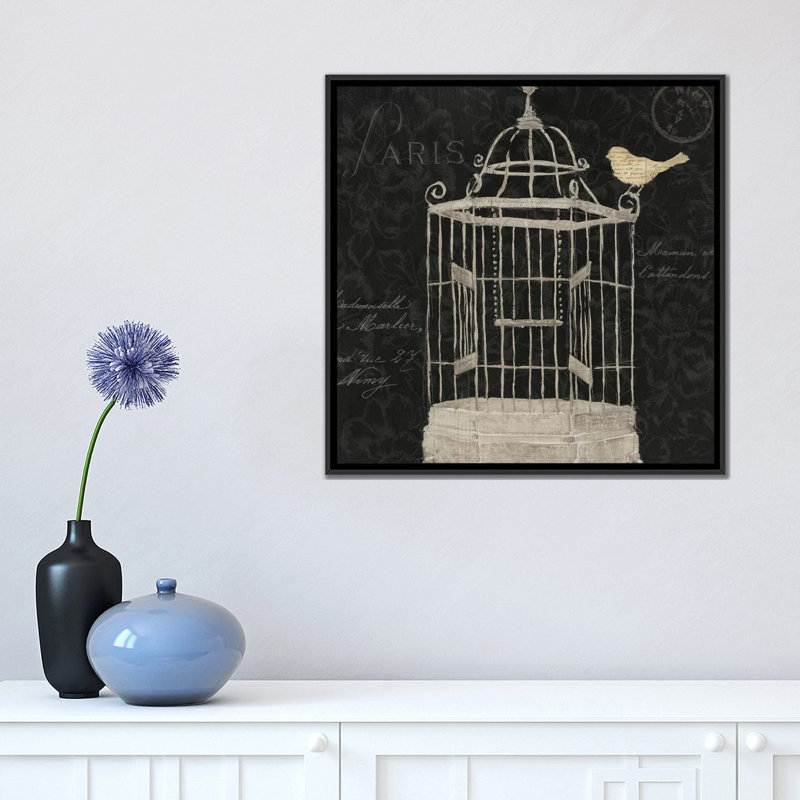 «Via Paris», impression sur toile tendue, H 18 po x l 18 po x P 1,5 po, Toile avec cadre noir, Pas de tapis