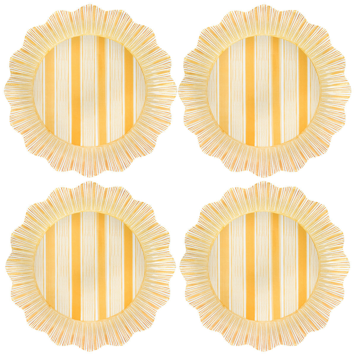 Cabana Stripe Melamine Dinner Plates, Sunshine