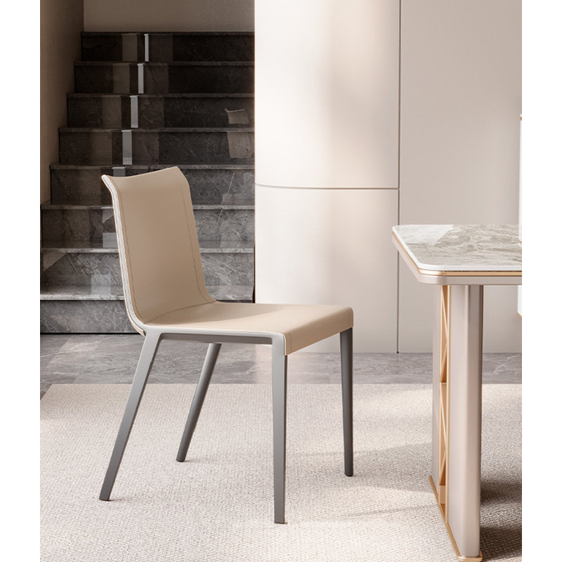 Chaise de salle à manger en cuir italien, Beige