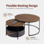 Walnut Nesting Coffee Table Set with Storage Basket