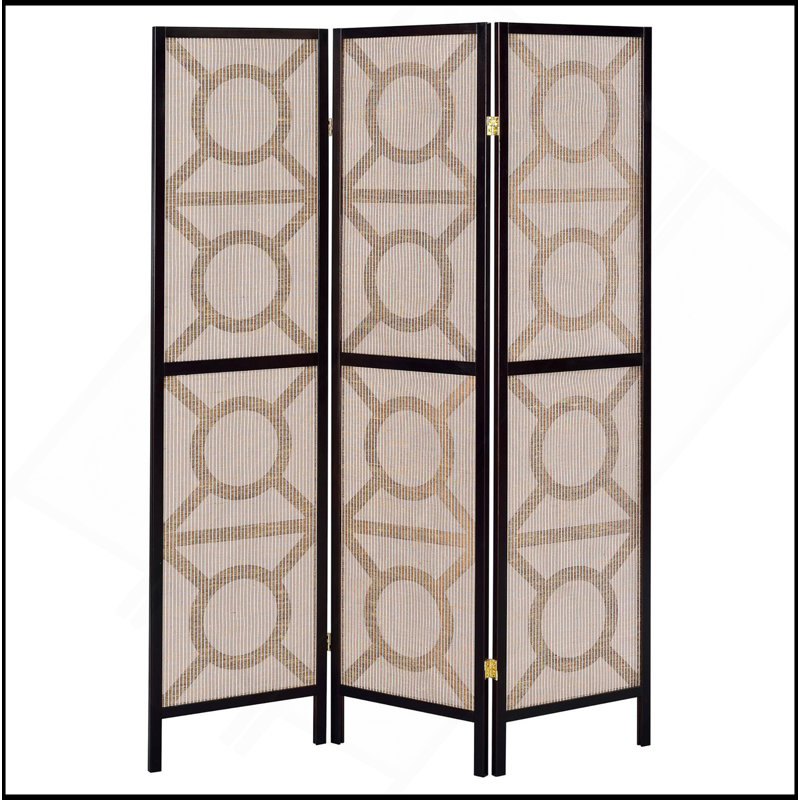 Tan And Cappuccino Circle Pattern 3-Panel Folding Screen
