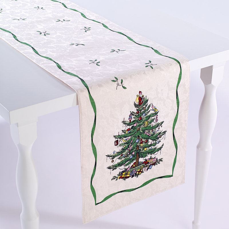 Christmas Tree Cotton Polyester Holiday Table Runner