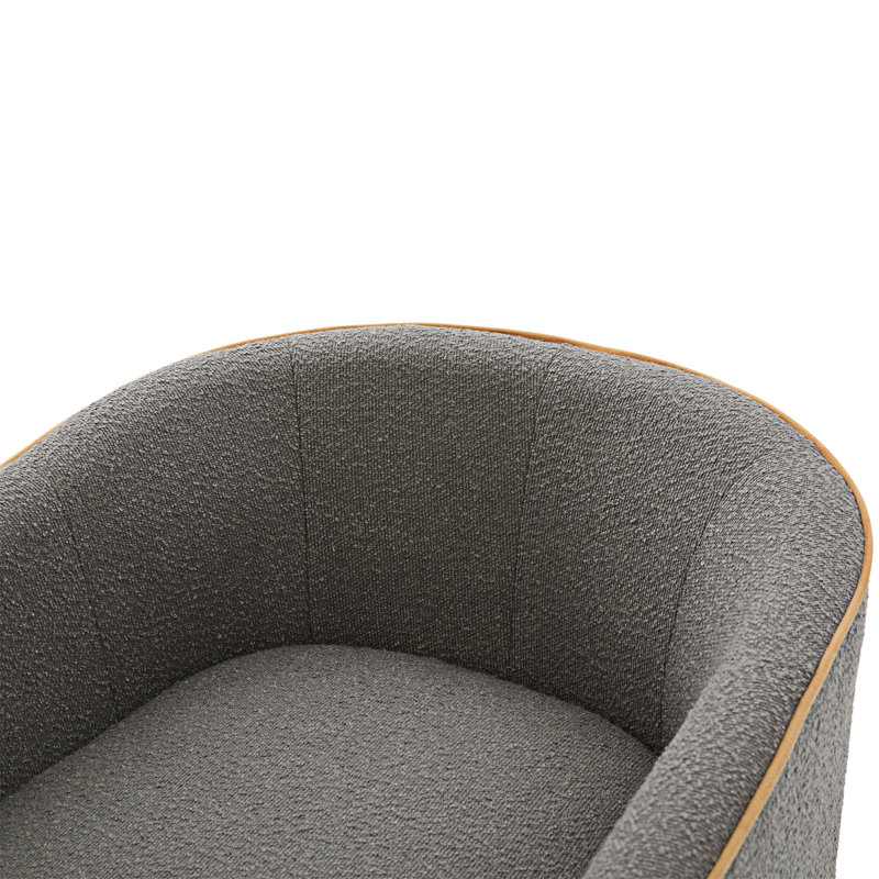 Fauteuil demi-tonneau rembourré, Gris clair