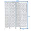 Quarterfoil Infused Diamond Design 4-Panel Room Divider, Silver