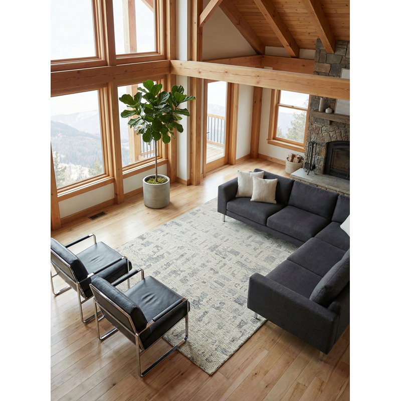 Exquisite Rugs Handmade Hand-Tufted New Zealand Wool On Canvas Natural Gray/Ivory Area Rug, Rectangle 12' x 15'