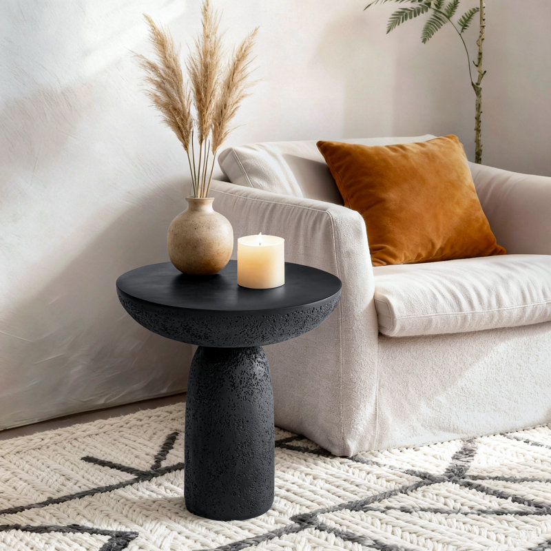 Fiberglass Mushroom-Shaped Accent Table, Black